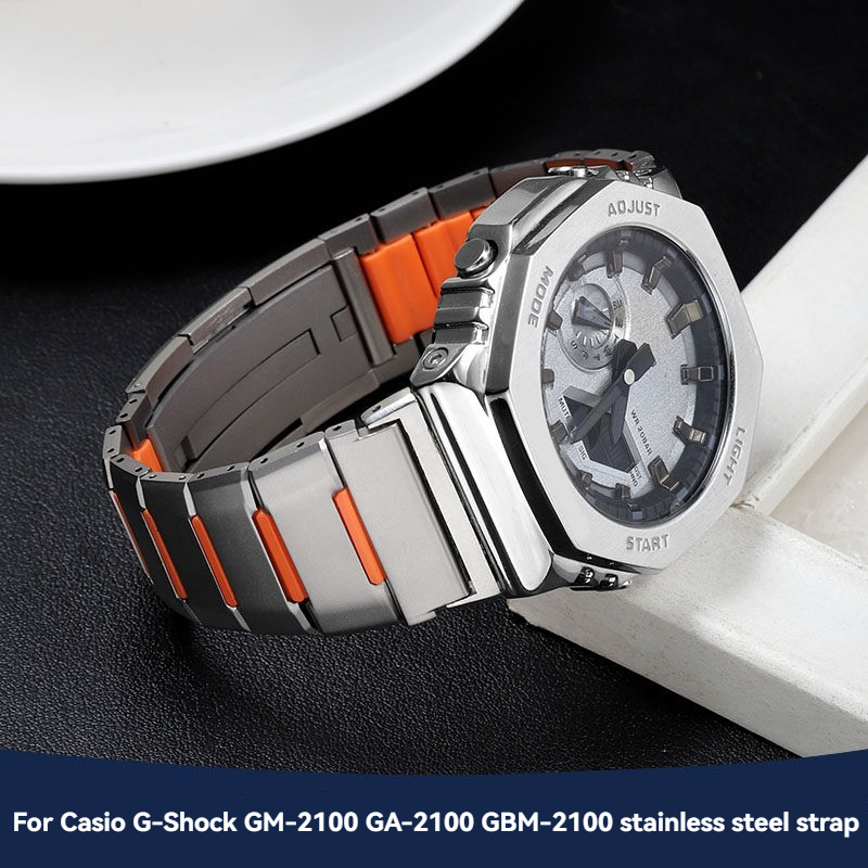 Casio Watch G-Shock Ga-2100 - سوار ساعة معدني كامل من الفولاذ
