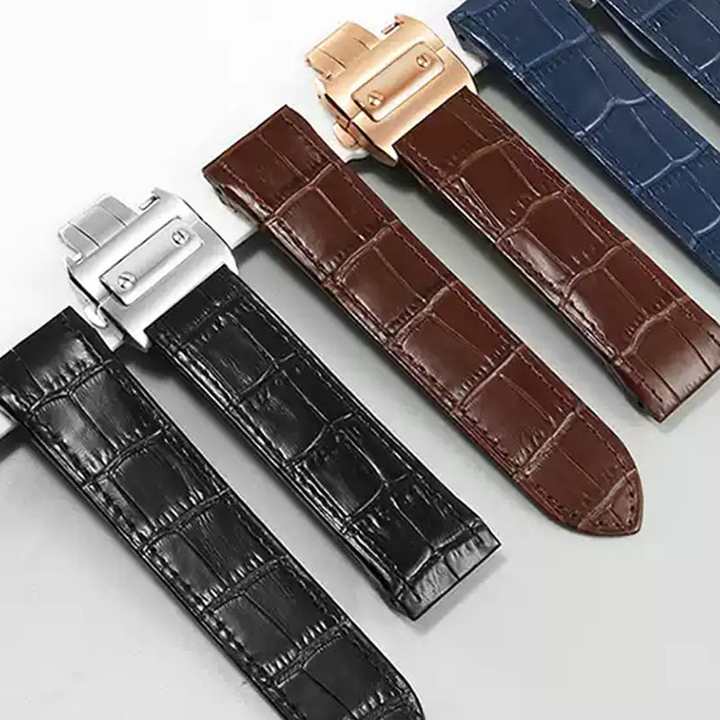 Cartier Watch Santos - جلد طبيعي حزام ساعة عالي الجودة