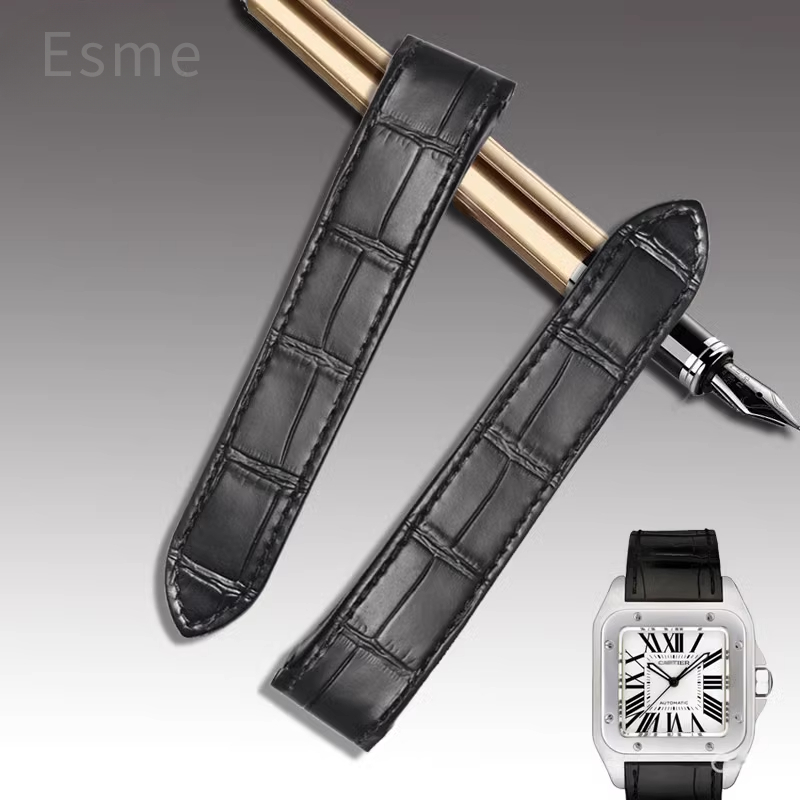 Cartier Watch Santos - حزام ساعة من جلد البقر لكارتييه