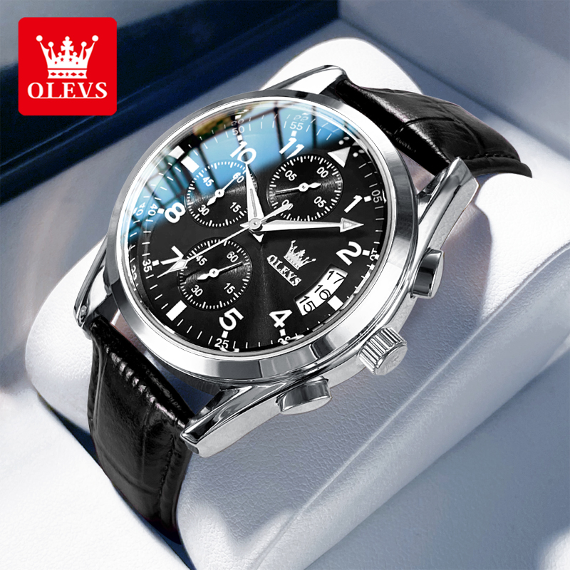 ساعة كوارتز OLEVS للرجال بحزام - مراجعة Leather Watch Band Men وسعره