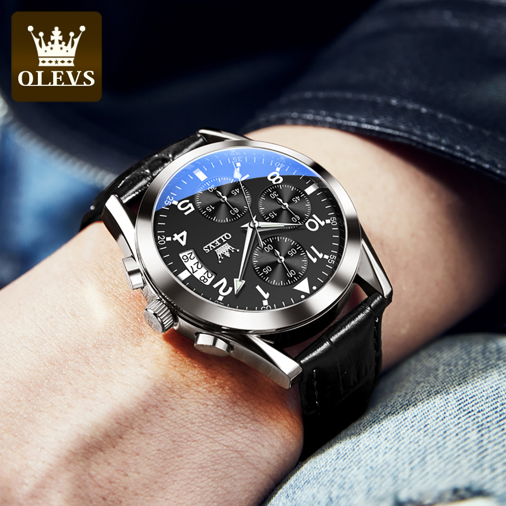 ساعة كوارتز OLEVS للرجال بحزام - مراجعة Leather Watch Band Men وسعره