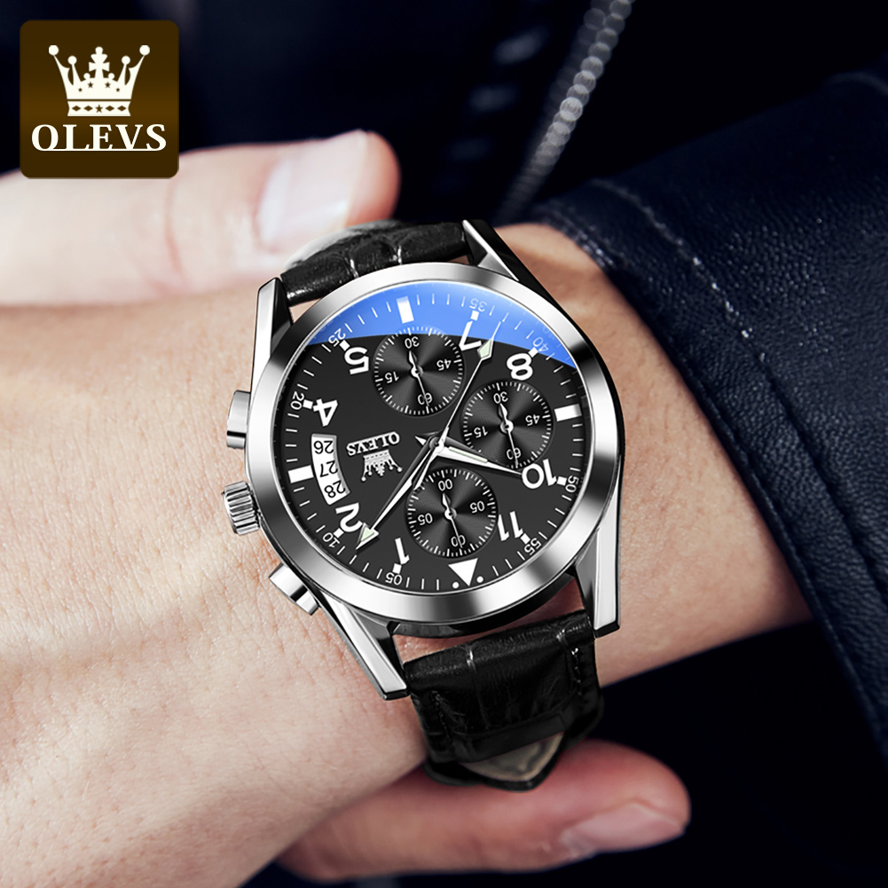 ساعة كوارتز OLEVS للرجال بحزام - مراجعة Leather Watch Band Men وسعره