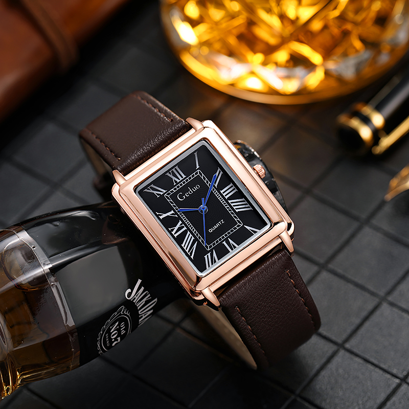 موضة جديدة فاخرة مصمم مستطيل ا - مراجعة Leather Watch Band Men وسعره