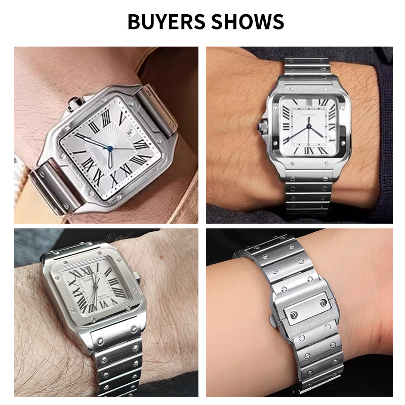 حزام ساعة من الفولاذ المقاوم ل - مراجعة Cartier Watch Santos وسعره