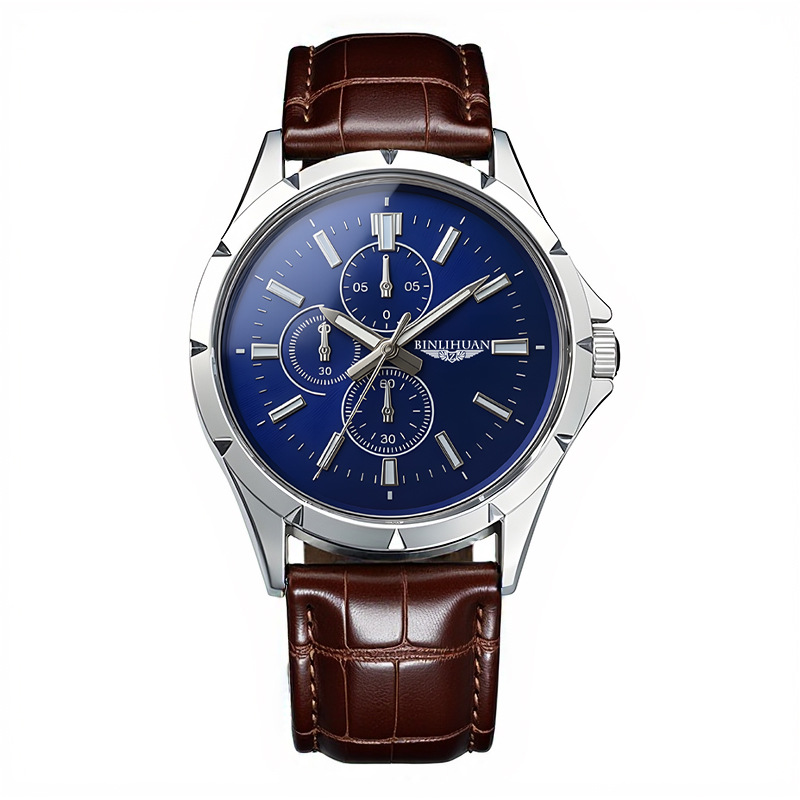 ساعة يد رجالية كرونوغراف كوارت - مراجعة Leather Watch Band Men وسعره